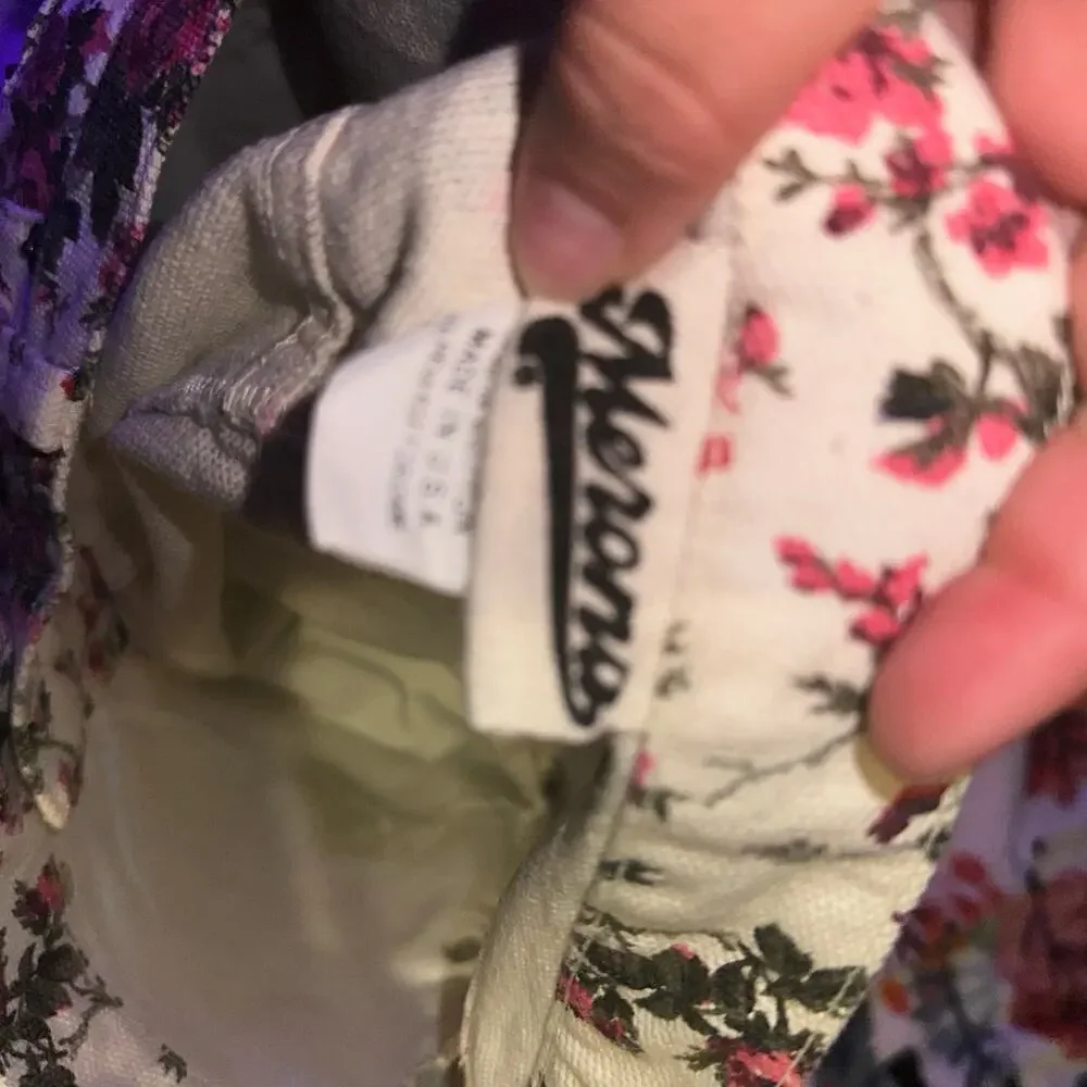 RARE VTG 80s merona floral white denim high waisted shorts sz 7/8